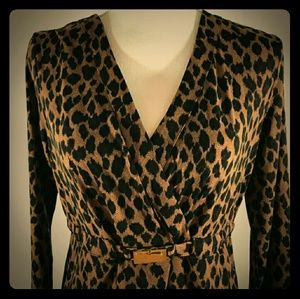 M 10/12 Midi Dress Matte Jersey Leopard Print Belt